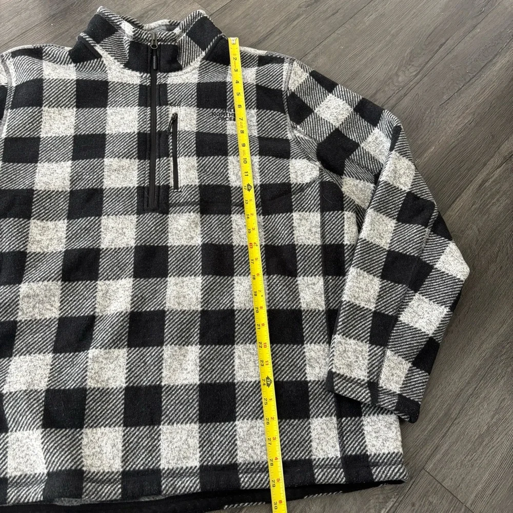The North Face Mens 2XL Buffalo Plaid Quarter Zip Fleece Pullover Jacket - Picture 2 of 6